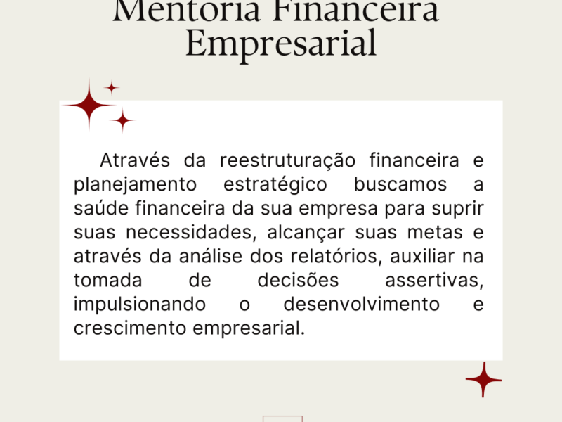 Mentoria financeira pessoal ou empresarial